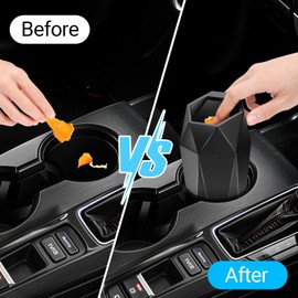 Ceecysaa Car Trash Can with Lid, 2 Pack Mini Car Cup Holder Trash Can, Car Garbage Can with 60pcs Trash Bags, Car Accessories Interior, Leakproof Small Car Trash Can, Home, Office, Black