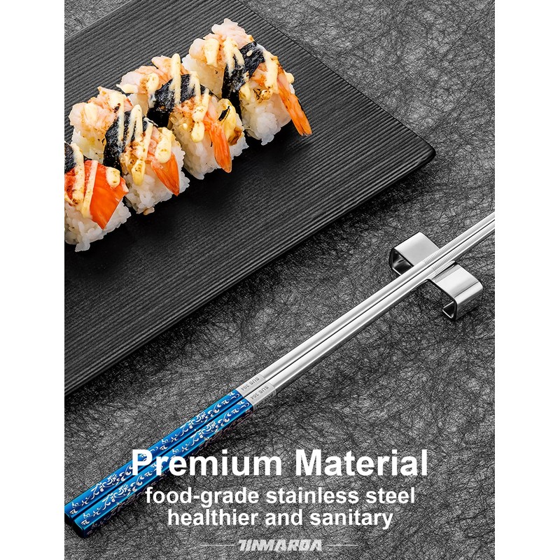 TINMARDA Metal Chopsticks Reusable 3 Pairs Stainless Steel Chopsticks Titanium