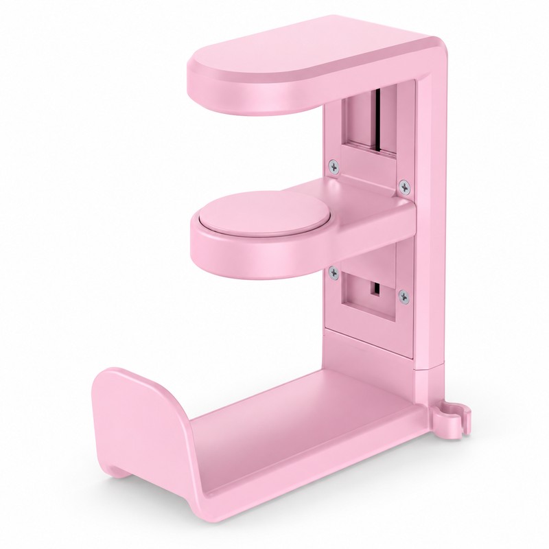 Rotating Headphone Holder for Desk – No-Punch Plastic Headset Hook