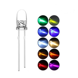 DiCUNO 200pcs 3mm LED Assorted Light Emitting Diodes Diffused 2pin Round UV White Red Yellow Green Blue Warm White Pink Orange Chartreuse (10 Colors x 20pcs) Kit Box