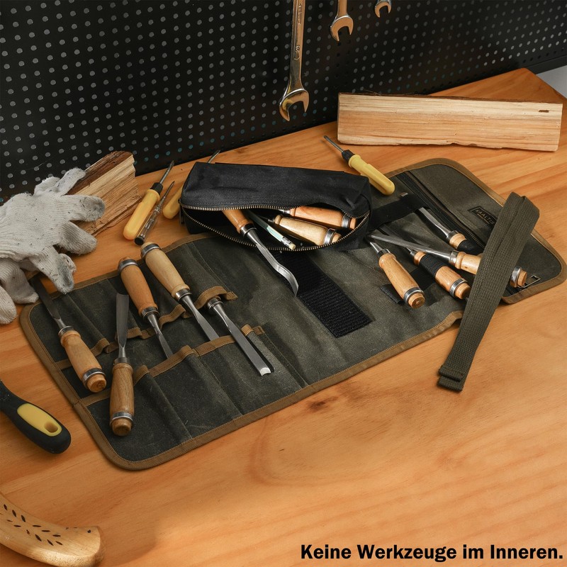 Tool Organisation Roll, Heavy Duty 16 oz Waxed Canvas Tool
