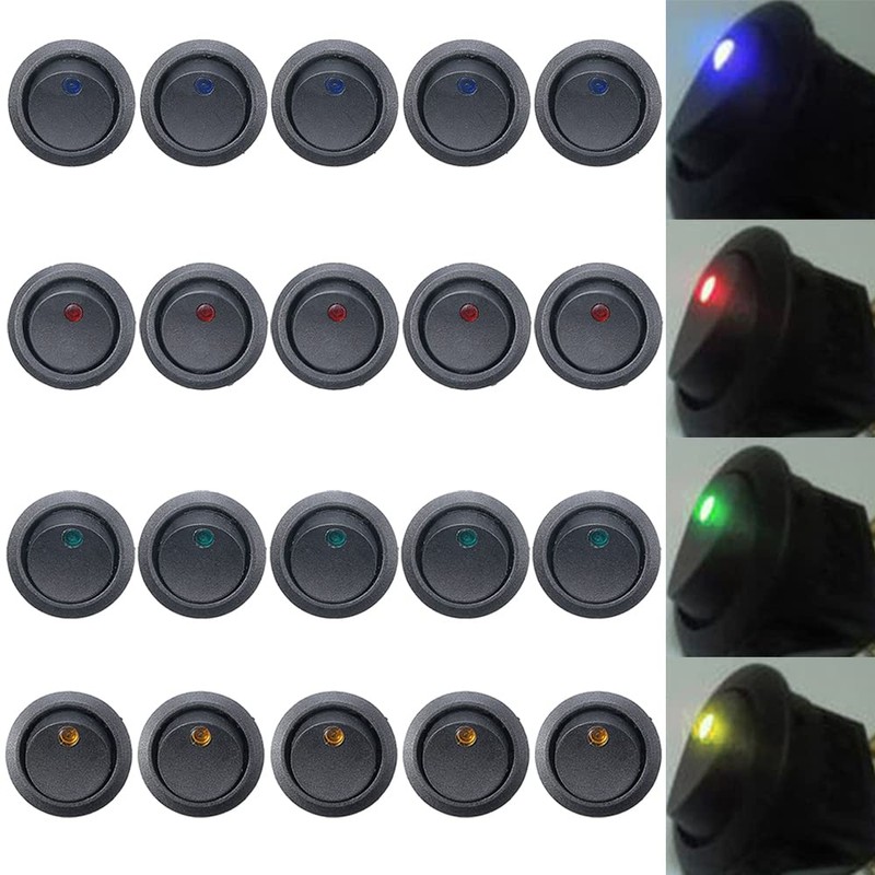 Mintice™ 20Pcs Car Vehicle Truck Rocker Toggle LED Switch Blue