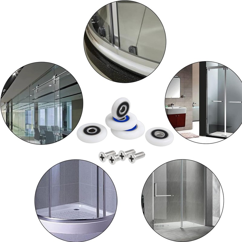 Qikuver Shower Door Roller, 4 Sets Shower Door Rollers Runners