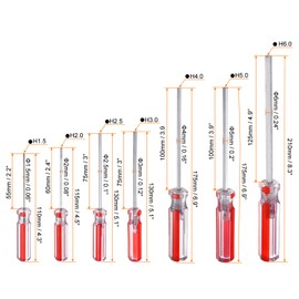 sourcing map 7pcs Magnetic Hex Screwdriver H1.5 H2.0 H2.5 H3.0 H4.0 H5.0 H6.0 Carbon Steel Hexagonal Head Screw Driver with Non-Slip Handle for Appliances Repair Improvement, Red