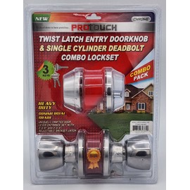 ProTouch Twist Latch Entry Doorknob& Single Cylinder Deadbolt Combo Lockset. Protouch