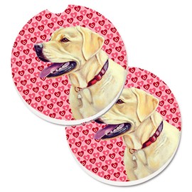 Caroline's Treasures LH9158CARC Labrador Hearts Love and Valentine's Day Portrait Set of 2 Cup Holder Car Coasters Absorbent Sandstone Coasters for Car Cup Holders Gifts for Men or Women, Large, Multi