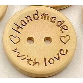 100 Pcs 15mm Love Wooden Button with Handmade Round 2 Holes Wood Buttons Sewing Letter Love Scrapbooking for DIY Home Wedding Sewing Decor, Useful and Attractive
