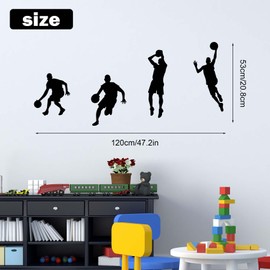 Basketball Wall Sticker, Vinyl Wall Sticker, Basketball Player Dunking Sticker, Playroom Decoration for the Boys' Room, 120 x 53 cm / 47.2 x 20.8 inches