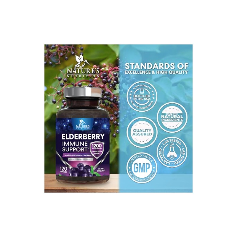 European Elderberry Fruit Extract 1200mg Per Serving Capsules - Sambucus