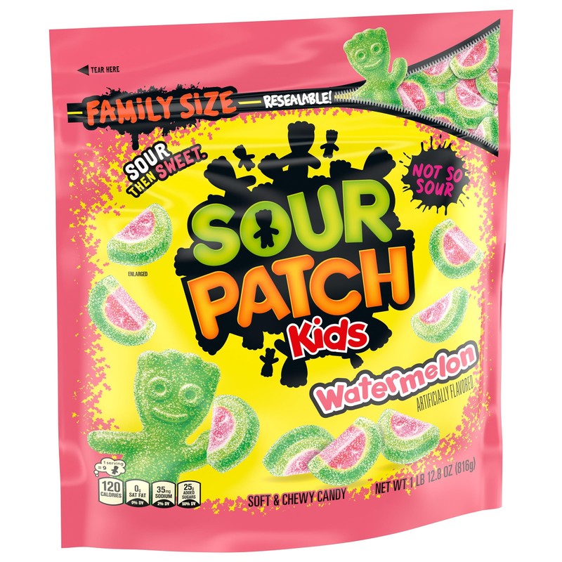 SOUR PATCH KIDS Watermelon Soft & Chewy Candy, Family Size,