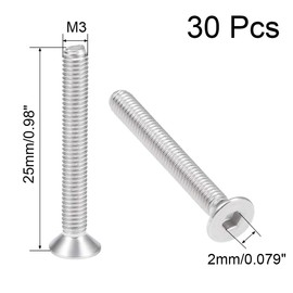 uxcell M3x25mm Flat Head Machine Screws Inner Hex Screw 304 Stainless Steel Fasteners Bolts 30Pcs