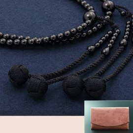 Hayashi Kyoto Buddhist Buddha Shinkon Buddhist Shaku0 Black Onyx (Women's), Formal Style Book Set [Prayer Beads Bag Set] SW-036 Kyoto Senja