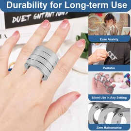 Folding Finger Ring, 4 Finger Trigger Ring, Fidget Toys for Children and Adults, Stress Relief Toys, Fidget Ring, Stress Reducing Finge-r Rings, Anxiety Relief Items, Compact & Convenient Accessories
