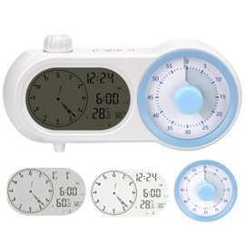 Lumuasky Digital Alarm Clock Visual Timer Silent Night Light with 60-Minute Countdown & 199-Day Count-Up, 3 Alarms, Snooze, Temperature Date Management Clock for Classroom, Home, Study (Blue)