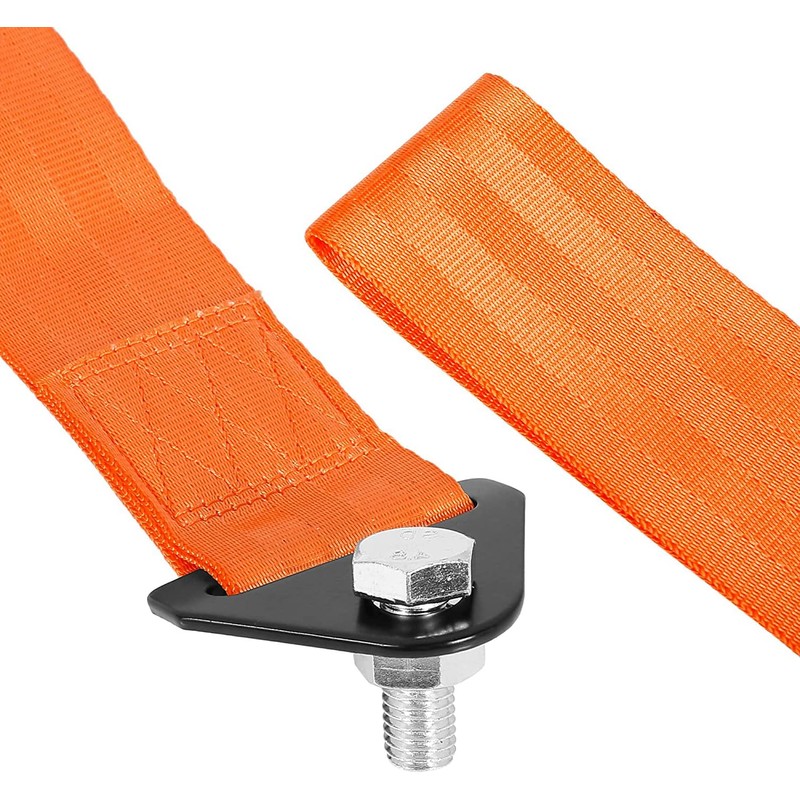 MACHSWON 2pcs Orange GM Bumper Tow Hook Trailer Belt Straps