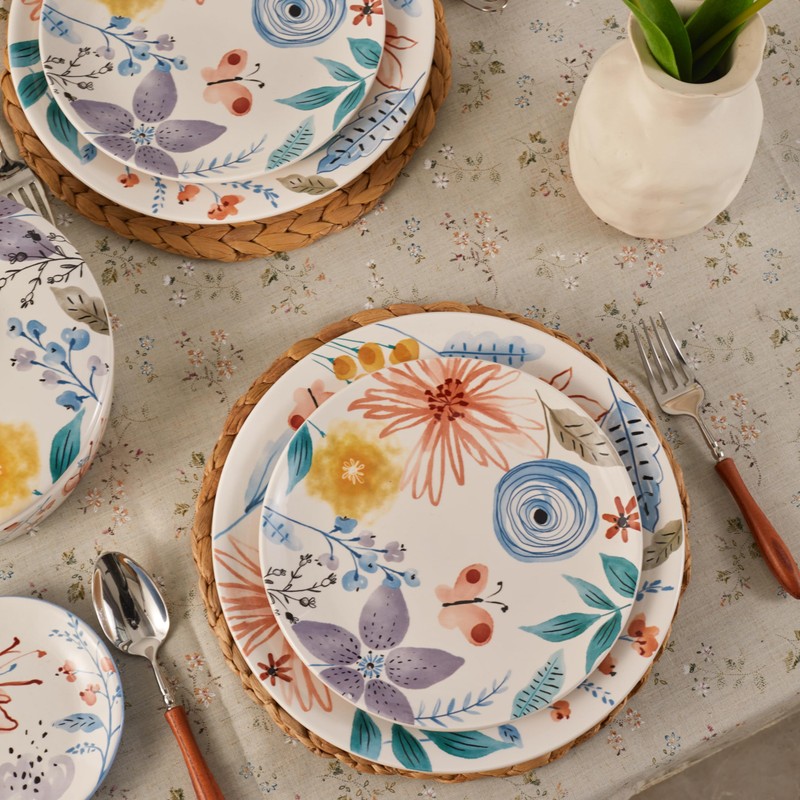 Bico Blossom Symphony Ceramic Salad Plates, 8.75 inch, Set of