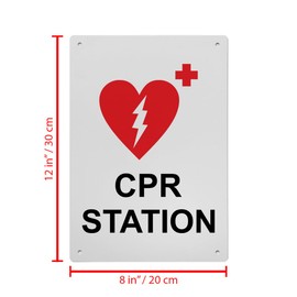 CPR Station Sign, 8.5 x 11 in" OSHA Compliant First Aid Sign, Weatherproof Plastic, UV resistant & Easy-to-Read Signage