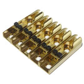 Set of six Individual Bass guitar bridge pieces in gold - Black Dog Music