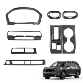 Center Console Gear Shift Panel Cover Trim Compatible with Honda Pilot 2023 2024 Dashboard Instrument AC Vent Cover Trim Kit Carbon Fiber Pattern ABS