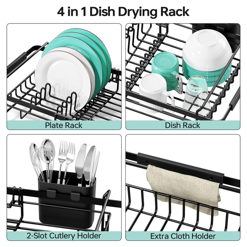 Urackify Dish Drying Rack in Sink - Expandable (14.5''-18''L) Over