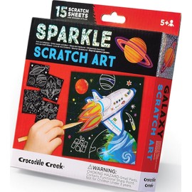 Crocodile Creek - Galaxy Themed Scratch Art for Kids Ages 5 Years and Up - Fun and Educational Scratch Art Kit Includes 15 Scratch Sheets, Wodden Stylus, Cards & Pages