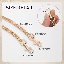 OAikor Iron Flat Antique Bag Chain Strap for Replacement Purse Shoulder Handbag Straps, Gold Purse Chain Belt Compatible with Coach Bag Extender Chain(47" 120cm,Gold)