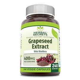 Herbal Secrets Grapeseed Extract 400 mg Veggie Capsules Supplement | Non-GMO | Gluten Free (240 Count)