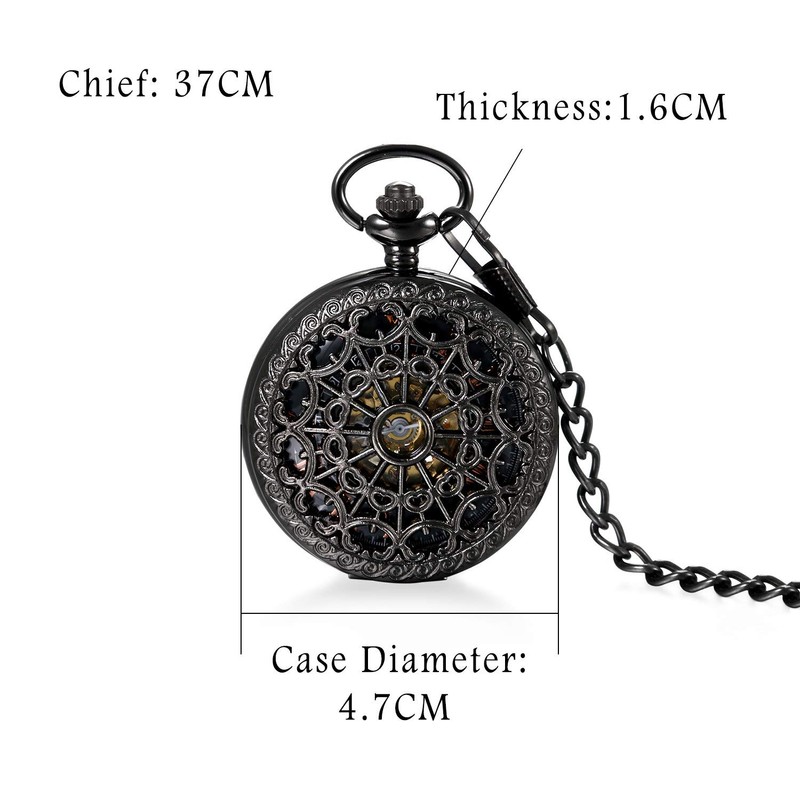 JewelryWe Mens Hollow Pocket Watch Mechanical Movement Classic Retro Roman