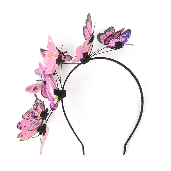 FRCOLOR Butterfly Headbands Butterfly Fascinator Hair Bands Bohemian Butterfly Headpiece for Pink