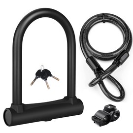 keabys Large Bike U Lock, U Shape Bicycle U Lock for Motorcycle Wheel,16mm Bike Locks Heavy Duty Anti Theft for Bike Tire Lock with Keys and Mounting Bracket for Scooter, Road Bike (4 ft Black)
