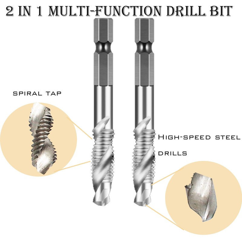 MyyYiTar 6 Pcs Drills and Thread Taps Bit Combination Set