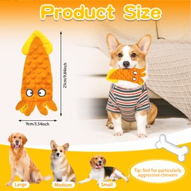 UxClishe Squeaky Interactive Dog Toys, No Stuffing Dog Chew Toy Indestructible Dogs Plush Toys with Crinkle Paper for Small and Medium Dogs Birthday Gifts Playing and Training