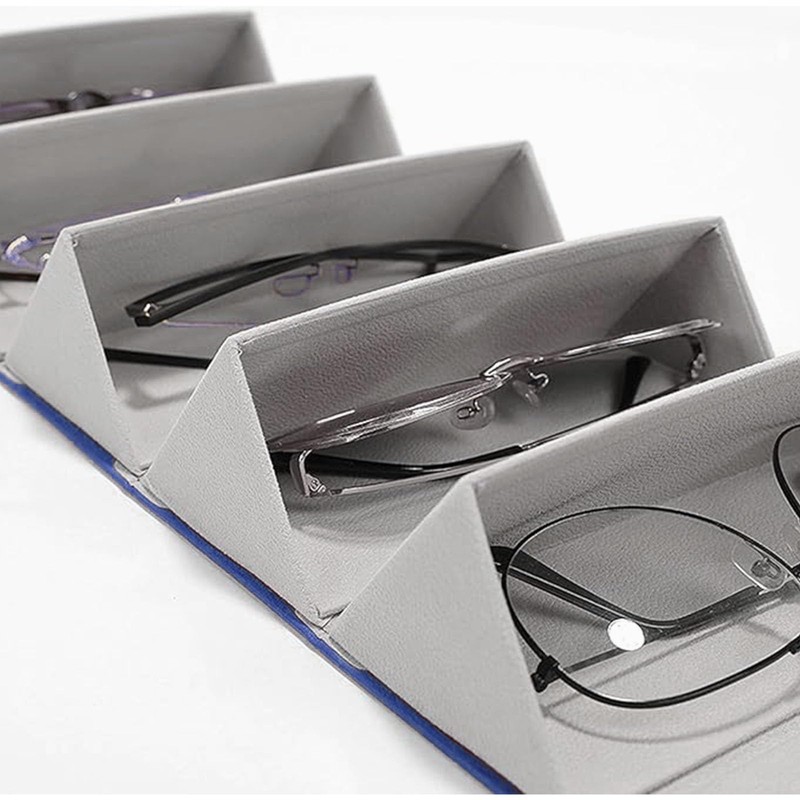 CHENKEE Sunglasses Storage Box, 6 Compartments, Foldable Glasses, Display Box,