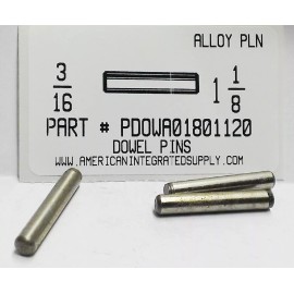 AMERICANINTEGRATEDSUPPLY.COM 3/16X1-1/8 DOWEL PINS ALLOY STEEL PLAIN (10)