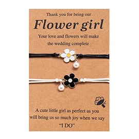 Best Friends Friendship Long Distance Matching Butterfly Pearl Pendants Bracelet for Women-Flower A