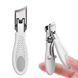UrbanPulse Beveled Nail Clipper Large Opening Stainless Steel Shatterproof Professional Sharp Nail Clipper for Trench Work, Thick Nails and Curled Nails for Hands and Feet (White)