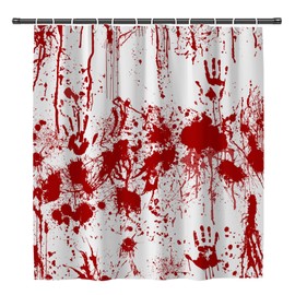Careyoungs Bloody Hand Shower Curtain Halloween Theme Help Me Horror Decor Bathroom Curtain Set with Hooks 71X71 Inches