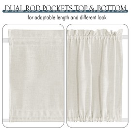 PONY DANCE Front Door Curtains for Glass Doors - 36"x72" inches Natural Linen Blend, Farmhouse Boho Style, Privacy Protected, Light Filtering Panels with Bonus Tie-Back, Light Cream, 1 Panel