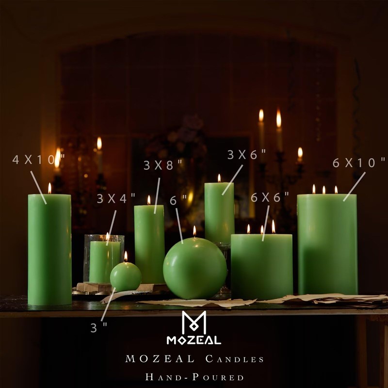 MOZEAL 3" x 4" Hand-Poured Unscented Candle,Dripless Pillar Candle Set