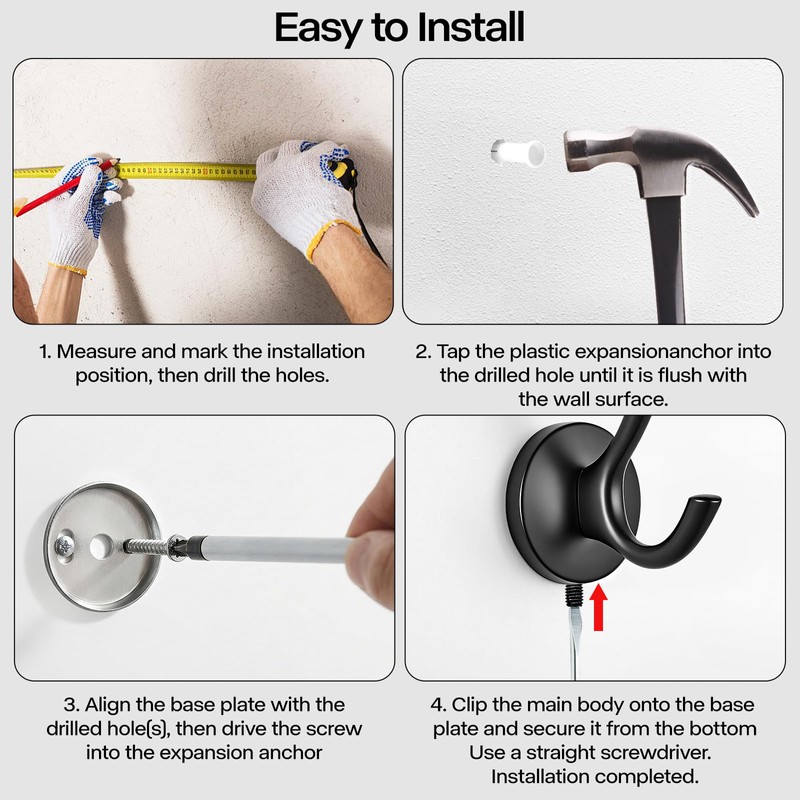 Ruiziiz Towel Hooks-Coat Robe Hooks-Heavy Duty Metal Double Bathrobe Hook-Black