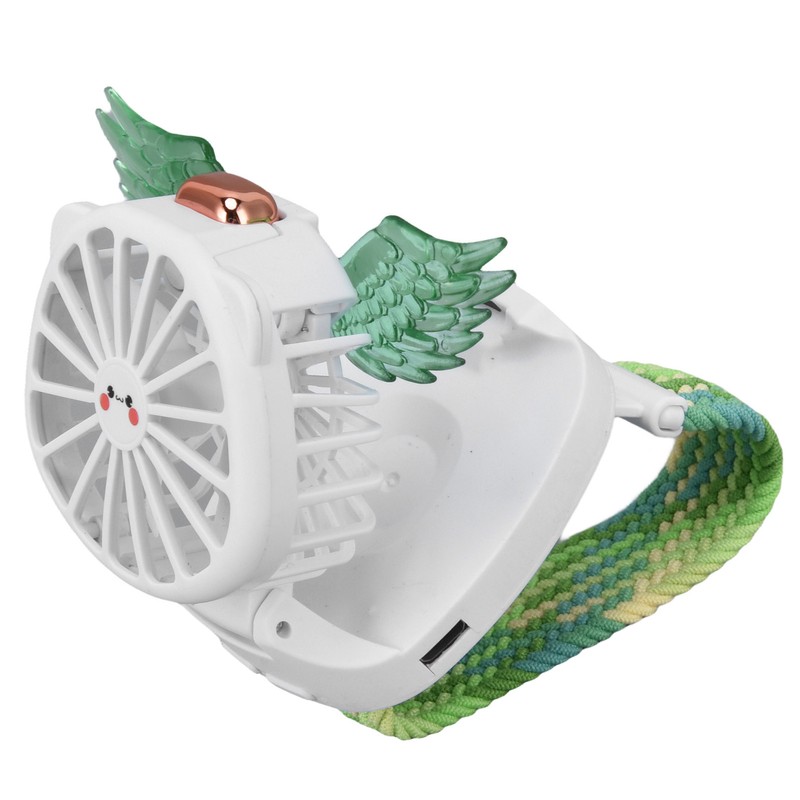 Mini Watch Fan Angel Wing Design USB Charging Wireless Braided