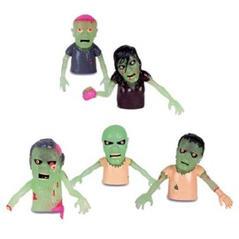 Set of 5 Glow in the Dark Zombie Finger Puppets Halloween Zombies