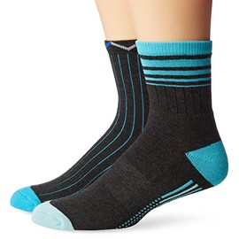 K. Bell Men's 2 Pack Variegated Stripe Hi Top Crew Sock, Black Heather, Shoe Size: 6-12