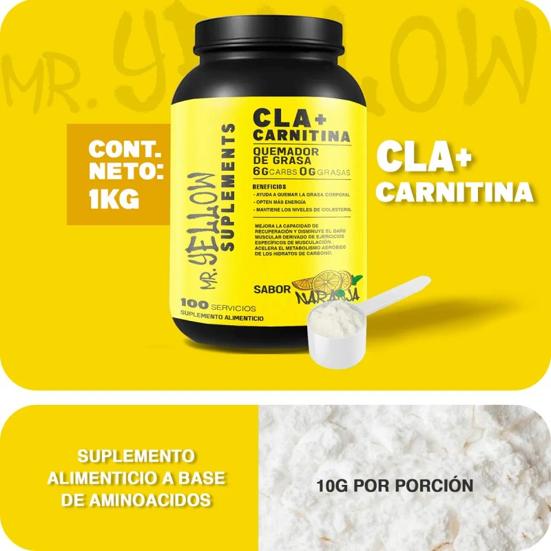 Mr Yellow Supplements Cla + Carnitina 100servs 1kg Sabores Naranja