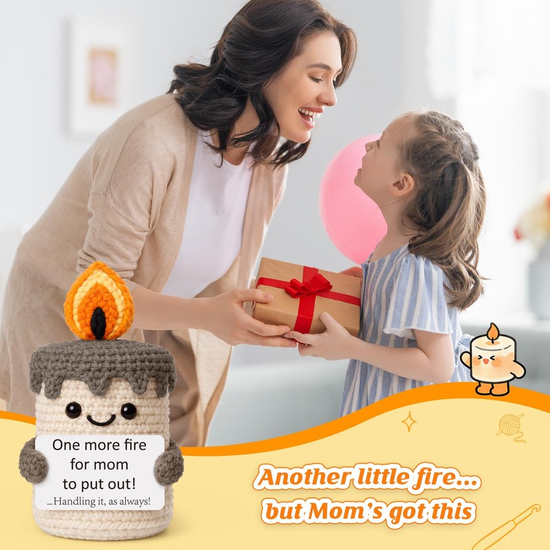 YUEYUQIU Funny Mom Birthday Gifts from Daughter Son, Crochet Candle