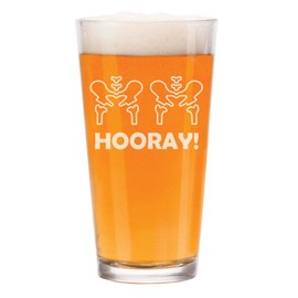MIP 16 oz Beer Pint Glass Hip Hip Hooray Funny Physical Therapy Therapist Gift