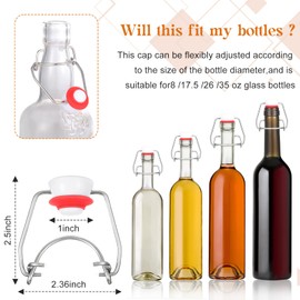 6 Pcs Flip Top Bottle Replacement Caps with 6 Sealing Silicone Gasket, Flip Top Stopper for Glass Bottles Swing Top Lids Fit 8/17.5/26/35oz Bear Bottles