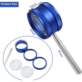 Jeweller's Magnifying Glass with Handle, 50 mm, Blue, Professional Jewellery Magnifier for Stamps, Jewellery, Antiques, Reading