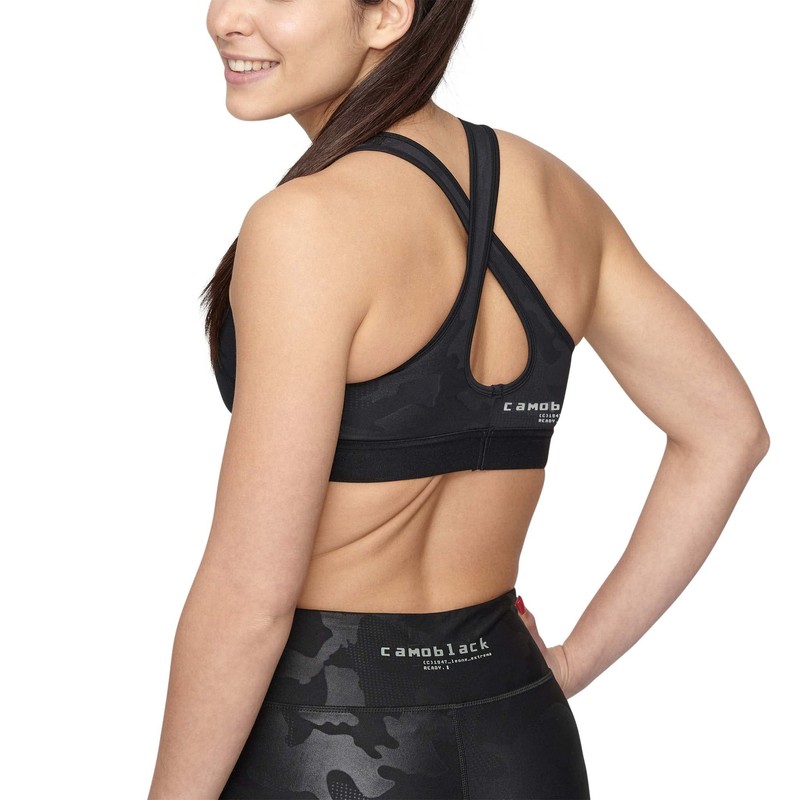 Leone 1947 CAMOBLACK SPORTS BRA Women's Sports Bra Top, Black