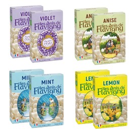 Les Anis de Flavigny Candy Mints, The French Mints, Vegan, Non-GMO, Made in France, 2 Boxes each of Anise, Lemon, Mint, and Violet Flavors, 40g Box, 8-Pack